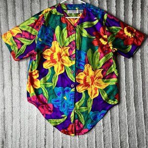 Westbound Womans Button Up‎ Top Multicolored Floral